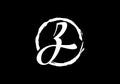 Script letter Z  in a brush circle on black background, Monogram Calligraphy hand drawn alphabet initials and brush circle Royalty Free Stock Photo
