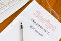 Script Manuscript on Desk with Pen Royalty Free Stock Photo