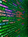 Script procedure creating. Modern application Source abstract algorithm concept. IT coding on monitor screen. Abstract screen of Royalty Free Stock Photo
