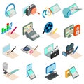 Script writer icons set, isometric style Royalty Free Stock Photo