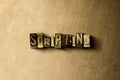 SCRIPTING - close-up of grungy vintage typeset word on metal backdrop