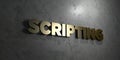 Scripting - Gold text on black background - 3D rendered royalty free stock picture