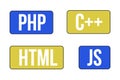 Scripting languages for web development linear flat color vector icons set Royalty Free Stock Photo