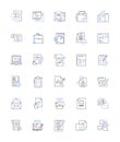 Scripting line icons collection. Automation, Command, Debugging, Efficiency, Execution, Function, Integration vector and Royalty Free Stock Photo