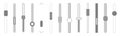 Scroll bars set, scroll bar slider, vertical brightness sliders, progress down and up, UI design button interface, interaction
