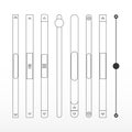 Scroll bars. Set of single-line scroll bars. Template scroll bars with different pattern.