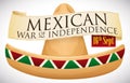 Scroll and Charro Hat ready for Mexico`s Independence Day Celebration, Vector Illustration