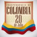Scroll and Colombian Flag to Commemorate Declaration of Independence, Vector Illustration