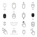 Scroll down and button up icon set