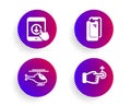 Scroll down, Helicopter and Smartphone glass icons set. Drag drop sign. Swipe arrow, Copter, Phone protect. Vector