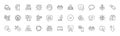Scroll down, Messenger mail and Home charging line icons. For web app, printing. Line icons. Vector