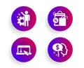 Scroll down, Shopping bags and Employee icons set. Pay sign. Landing page, Sale discount, Cogwheel. Beggar. Vector