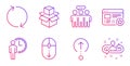 Scroll down, Swipe up and Employees group icons set. Waiting, Refresh and Packing boxes signs. Vector