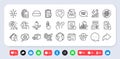 Scroll down, Swipe up and Smile line icons pack. For web app. Social media icons. Vector