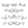 Scroll elements, set of vintage calligraphic vignettes Royalty Free Stock Photo