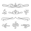 Scroll elements, set of vintage calligraphic vignettes Royalty Free Stock Photo