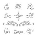 Scroll elements, set of vintage calligraphic vignettes Royalty Free Stock Photo