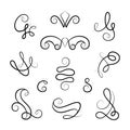 Scroll elements, vintage calligraphic vignettes Royalty Free Stock Photo