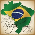 Frame with Beautiful Brazil Map to Celebrate Brazilian Independence Day, Vector Illustration
