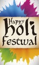 Scroll with Greeting and Colorful Powders to Celebrate Holi Festival, Vector Illustration