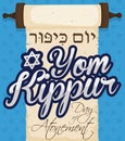 Scroll with Greeting for Yom Kippur or Day of Atonement, Vector Illustration Royalty Free Stock Photo
