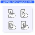 Scroll hand gestures line icons set. Editable