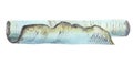 Scroll with a message. Watercolor illustration. The scroll is hand drawn. Antique paper with jagged edges