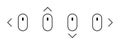 Scroll mouse direction icon set. Scrolling down, up, left and right arrow cursor symbol. Computer mouse vector illustration Royalty Free Stock Photo