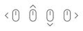 Scroll mouse direction icon set. Scrolling down, up, left and right arrow pointer symbol. Computer mouse vector illustration Royalty Free Stock Photo