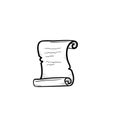 Scroll of old paper hand drawn sketch icon. Royalty Free Stock Photo