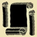 Scroll paper black woodcut