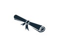 Scroll Paper Graduation, Certification Icon Vector Logo Template Illustration Design