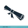 Scroll Paper Graduation / Certification Icon Vector Logo Template Illustration Design. Vector EPS 10