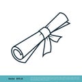Scroll Paper Graduation / Certification Icon Vector Logo Template Illustration Design. Vector EPS 10