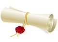 Scroll paper with seal of sealing wax Royalty Free Stock Photo