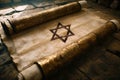 Scroll of paper with a star of david on it Royalty Free Stock Photo