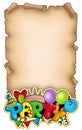 Scroll with party sign