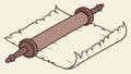 Scroll with Roller, Medieval Document or Proclamation, vector design Generative AI Royalty Free Stock Photo