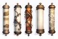 Scroll Set On White Background. Generative AI Royalty Free Stock Photo