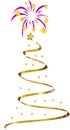 scrolled Christmas tree illustration on white background