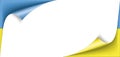 Scrolled Corner Ukraine Flag Paper Cover White