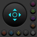 Scrolling tool dark push buttons with color icons Royalty Free Stock Photo