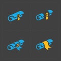 Scrolls icons with ribbon on Dark Background
