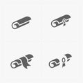 Scrolls icons with ribbon on white