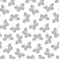 Scrollwork butterfly seamless pattern, vector background