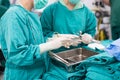 Scrub nurse prepare medical instruments for open heart surgery Royalty Free Stock Photo