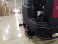 Scrubber drier for cleaning storage facilities. Close-up.Floor polisher.Floor cleaning machine. Floor maintenance.