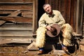 Scruffy Cowboy on Stoop