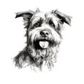 Scruffy Terrier Pencil Sketch On White