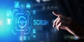 SCRUM, Agile development methodology, programming and application design technology concept on virtual screen. Royalty Free Stock Photo